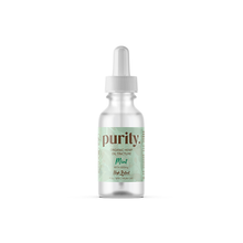 Load image into Gallery viewer, A white dropper bottle labeled &quot;Purity.&quot; features the text &quot;Organic Hemp Oil Tincture&quot; and &quot;Mint&quot; beneath it. The label also states &quot;Full Spectrum CBD, 600mg CBD,&quot; and &quot;High Potency,&quot; set against a green background with subtle patterns. This is the Purity 600mg Full-Spectrum High Potency CBD Olive Oil in a 30ml bottle from the brand Purity.
