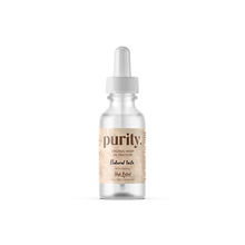 Load image into Gallery viewer, A clear glass bottle with a dropper cap is labeled &quot;Purity 600mg Full-Spectrum High Potency CBD Olive Oil 30ml.&quot; The beige label with light text reads &quot;Natural Taste, High Potent, Full Spectrum CBD, 600mg CBD.&quot; The bottle is centered against a white background.
