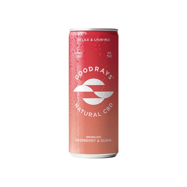 12 x Goodrays 30mg CBD Raspberry & Guava Seltzer 250ml - Associated CBD