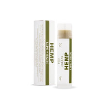 Load image into Gallery viewer, An Endoca 20mg CBD Lips + Skin Moisturiser tube and its packaging box. The lip balm tube is white with green accents and has the words &quot;Hemp Lips + Skin&quot; printed on it. The packaging box, also white with green accents, perfectly complements this addition to your Endoca hemp products collection.
