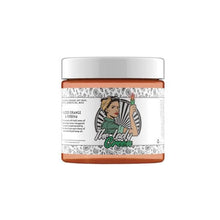 Load image into Gallery viewer, An orange-colored candle in a jar comes with a white lid. The label, framed by a decorative border, features an illustration of a woman with rolled-up sleeves holding a bottle. Text on the label reads &quot;Lady Green Hemp Infused Candle&quot; and mentions &quot;Blood Orange + Verbena.&quot; This product contains nourishing hemp oil.
