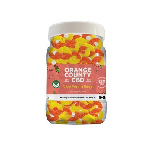 Orange County CBD 4800mg CBD Fizzy Peach Rings - Large Tub - Associated CBD