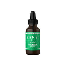 Load image into Gallery viewer, A brown glass bottle with a black dropper cap labeled &quot;Sensi 500mg CBD Broad-Spectrum Tincture Oil 30ml (2pack).&quot; The label is green with a honeycomb pattern, indicating it is derived from organically cultivated hemp.
